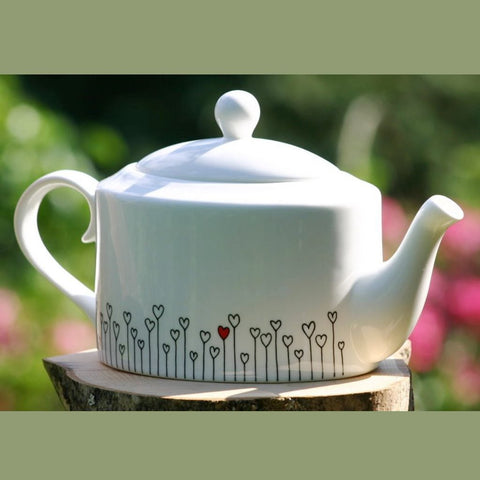 Hearts oval Tea Pot