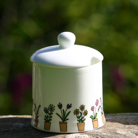 Flower Pots Sugar/Jam Pot with lid