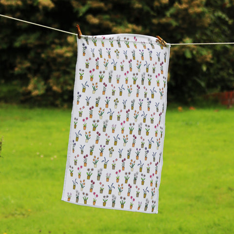 Flower Pots Tea Towel
